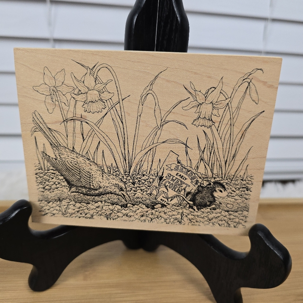 House Mouse Sweet Corn Rubber Stamp